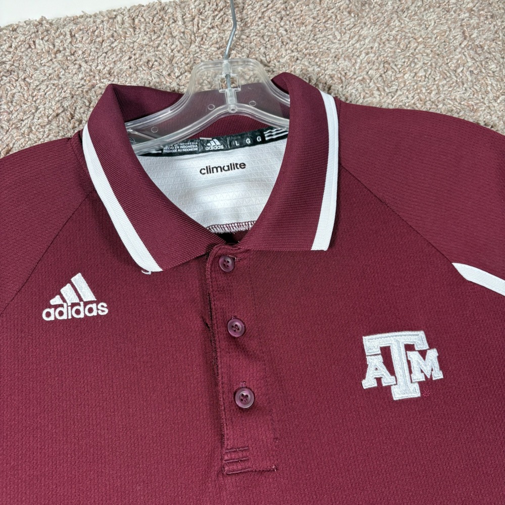 Adidas Texas A&M Aggies Climalite Polo Shirt Mens Large Maroon White‎ 1897A